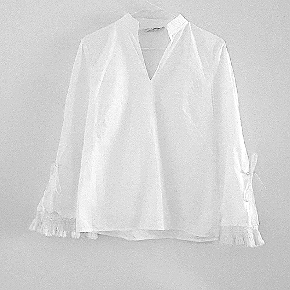 Boho Casual Tory Birch White Blouse Sz 0 Will Fit Small Like New